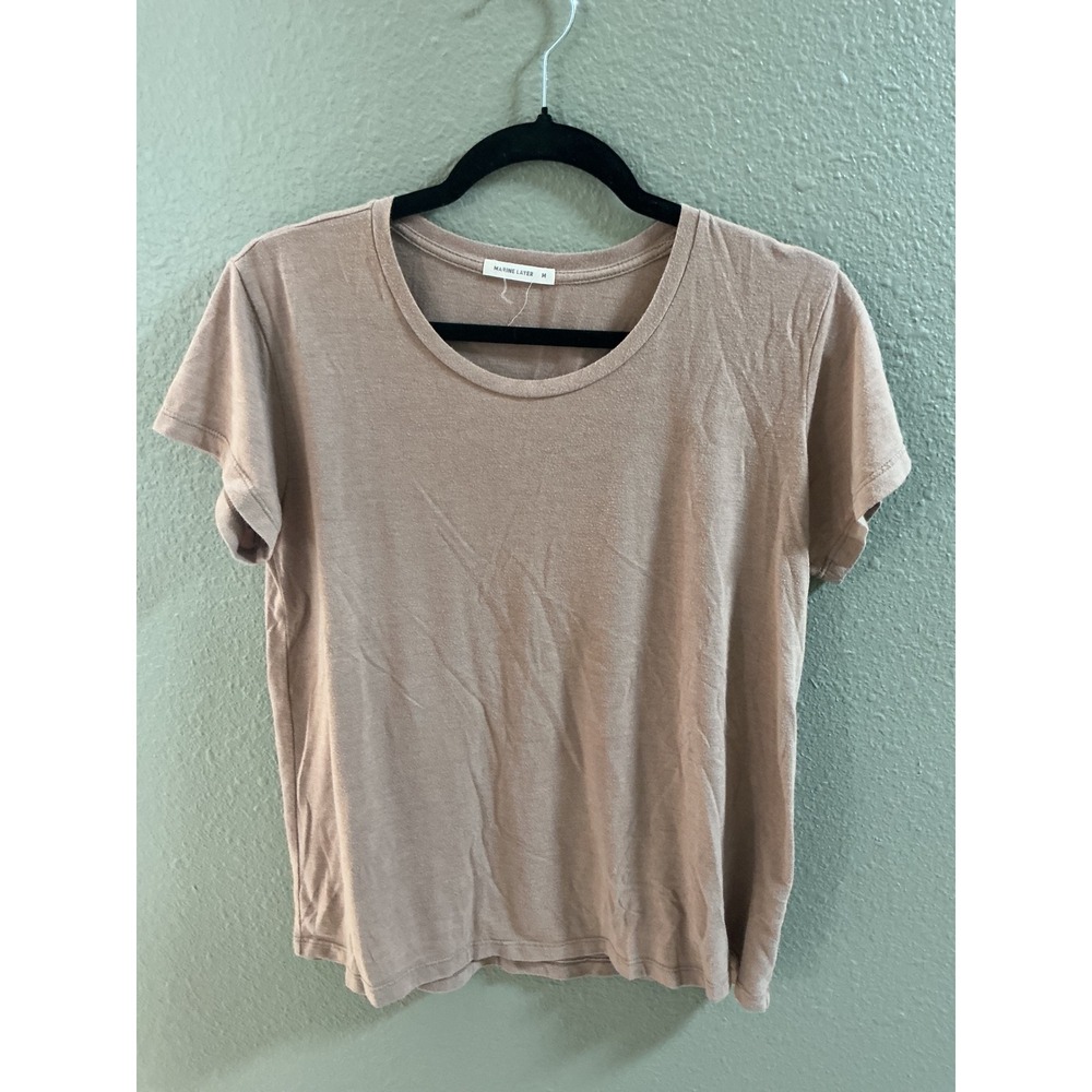 Marine Layer Womens Mauve Brown Tri-Blend Short Sleeve Crewneck Tee Shirt Size M